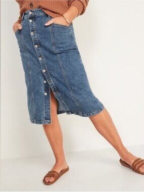 OLD NAVY A line midi denim skirt in alice (sz8)